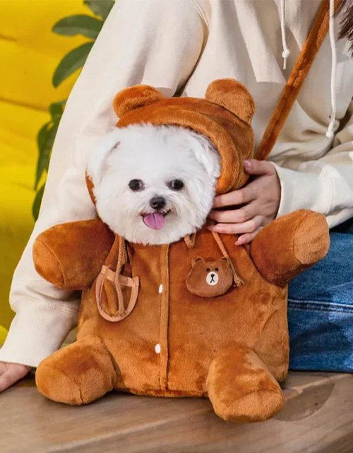Load image into Gallery viewer, Cozy Bear Pet Carrier – Windproof &amp; Warm for Autumn Adventures!
