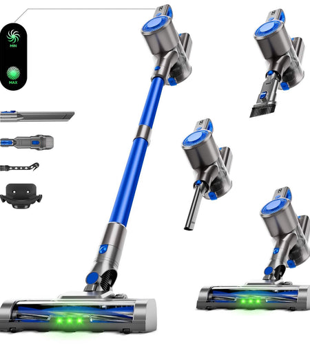 Cordless Vacuum Cleaner with LED Light & Removable Battery – Blue