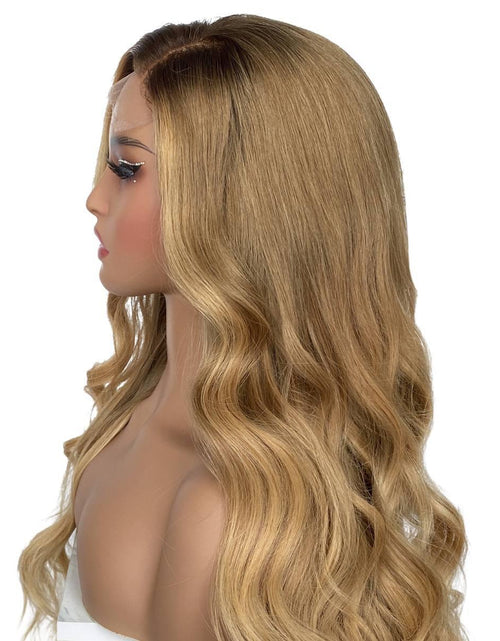 Load image into Gallery viewer, Honey Blonde Ombre Wavy 5x5 HD Lace 100% Human Hair Closure Wig
