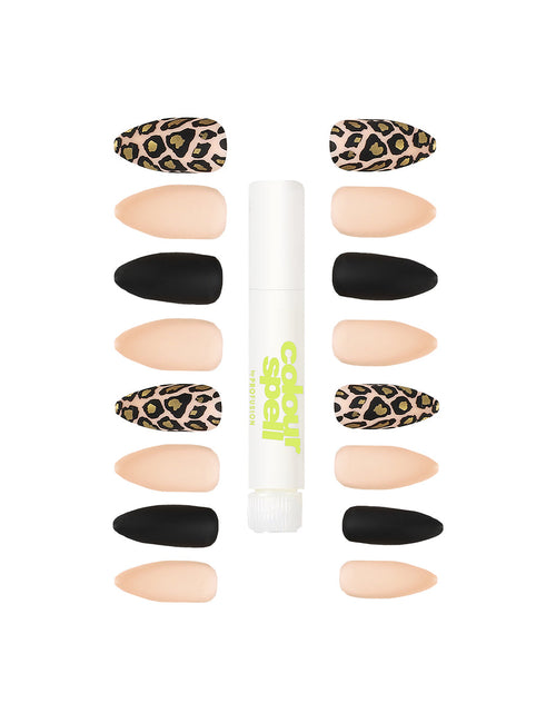 Load image into Gallery viewer, Press On Nails &amp; Glue - Stiletto Cheetah
