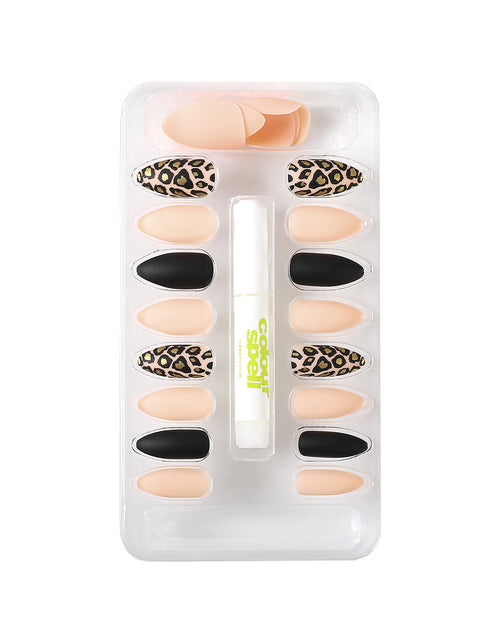 Load image into Gallery viewer, Press On Nails &amp; Glue - Stiletto Cheetah
