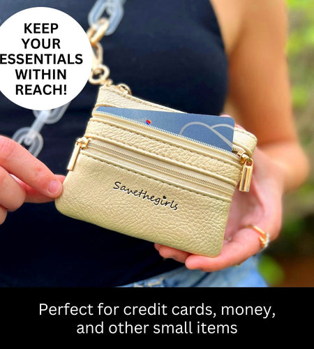 Zippered Pouch Gold w/Silver Hardware
