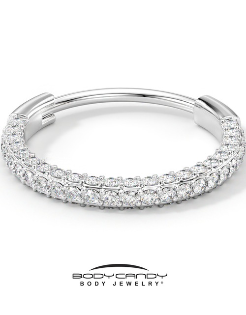 Load image into Gallery viewer, 18G Implant Grade Titanium Triple Sided Micro Gem Hinged Nose Hoop
