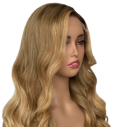 Honey Blonde Ombre Wavy 5x5 HD Lace 100% Human Hair Closure Wig