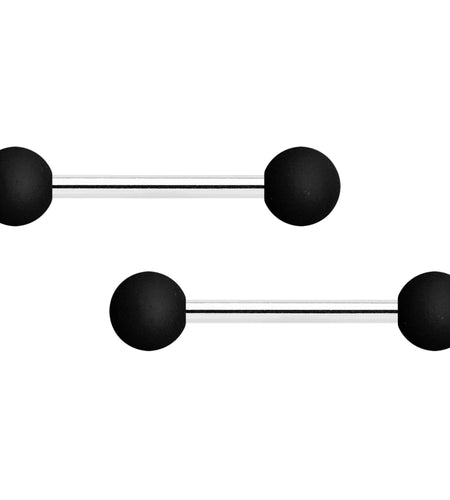 14G 9/16 Basic Black Matte Barbell Nipple Ring Set