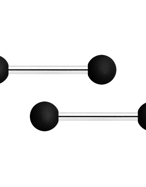Load image into Gallery viewer, 14G 9/16 Basic Black Matte Barbell Nipple Ring Set
