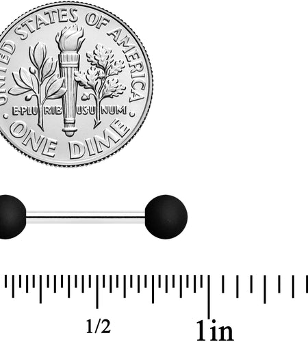 14G 9/16 Basic Black Matte Barbell Nipple Ring Set