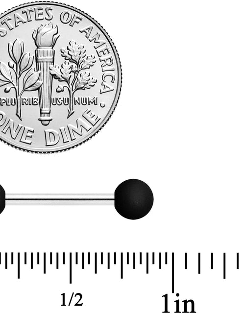 Load image into Gallery viewer, 14G 9/16 Basic Black Matte Barbell Nipple Ring Set
