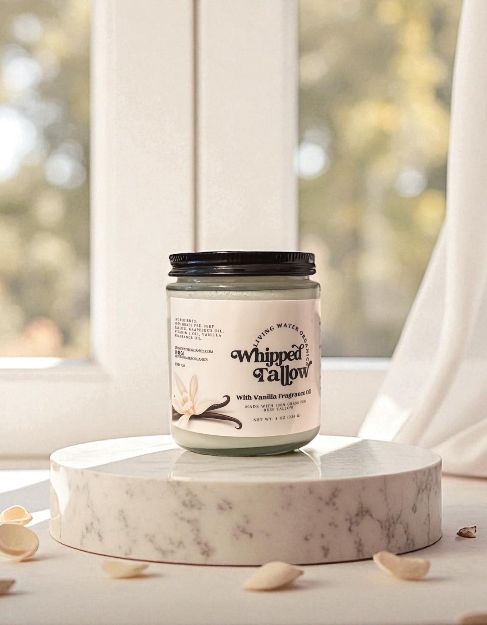 100% Grass Fed Whipped Tallow for Face, Hair, and Skin, Natural Tallow