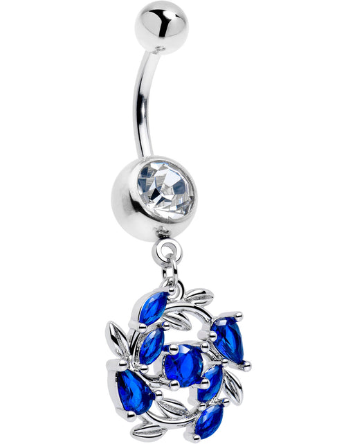 Load image into Gallery viewer, Clear Blue Gem Twining Vine Dangle Belly Ring
