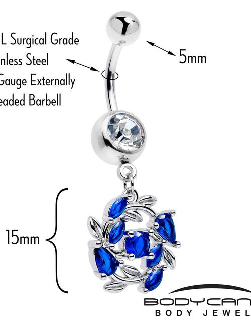 Load image into Gallery viewer, Clear Blue Gem Twining Vine Dangle Belly Ring
