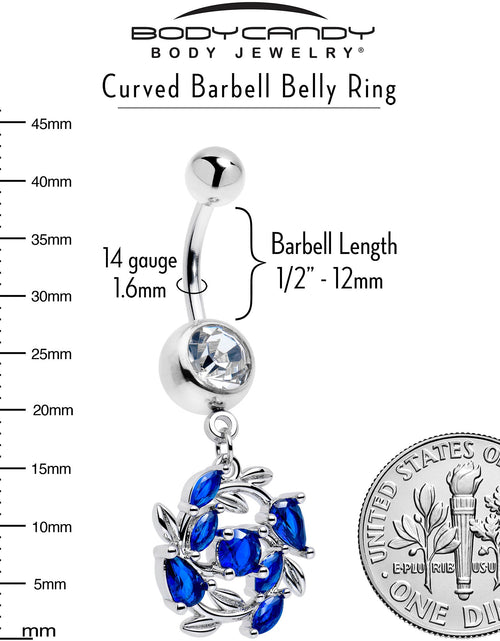 Load image into Gallery viewer, Clear Blue Gem Twining Vine Dangle Belly Ring
