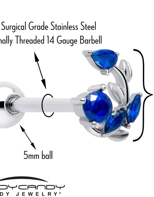 Load image into Gallery viewer, Blue Gem Twining Vine Barbell Tongue Ring
