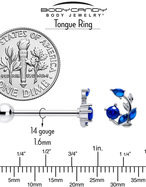 Load image into Gallery viewer, Blue Gem Twining Vine Barbell Tongue Ring
