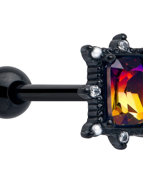Load image into Gallery viewer, Red Tourmaline Black Star Fire Barbell Tongue Ring
