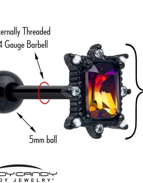 Load image into Gallery viewer, Red Tourmaline Black Star Fire Barbell Tongue Ring
