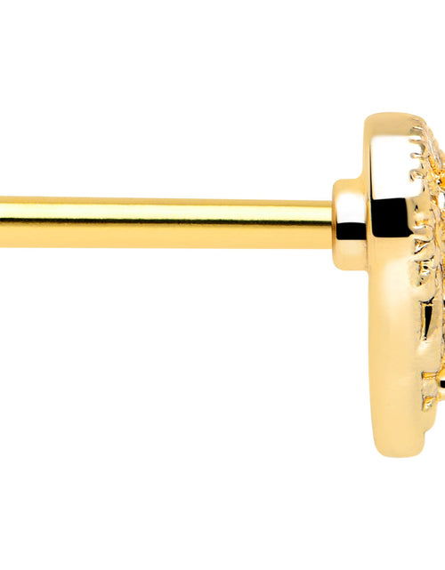 Load image into Gallery viewer, 16G 5/16 Red CZ Gem Gold Tone Heart Queen Flatback Stud
