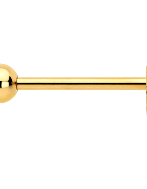 Load image into Gallery viewer, Green CZ Gem Gold Tone Rhombus Riot Barbell Tongue Ring
