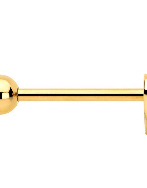 Load image into Gallery viewer, Red CZ Gem Gold Tone Heart Queen Barbell Tongue Ring
