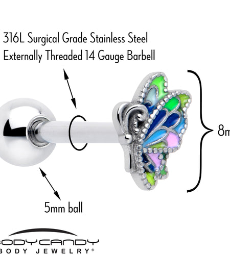 Pastel Profile Butterfly Barbell Tongue Ring