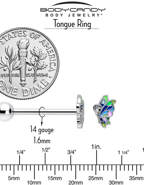 Load image into Gallery viewer, Pastel Profile Butterfly Barbell Tongue Ring
