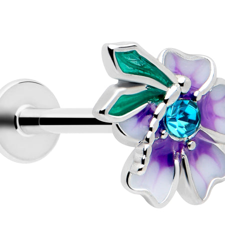 16G 5/16 Blue Gem Faerie Flower Purple Labret Monroe Tragus