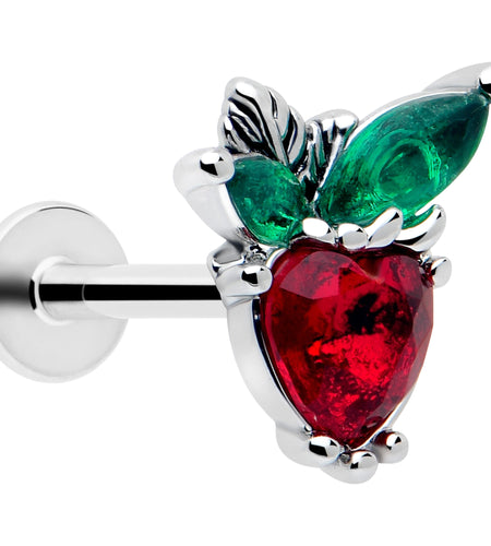 16G 5/16 Red Green Gem Strawberry Heart Labret Monroe Tragus