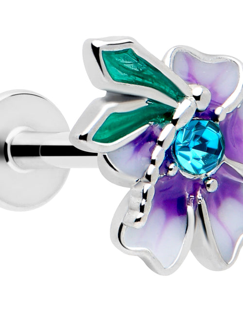 Load image into Gallery viewer, 16G 1/4 Blue Gem Faerie Flower Purple Labret
