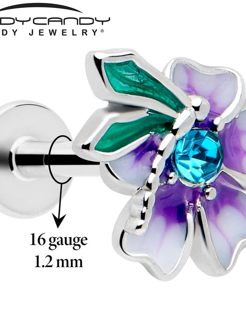 Load image into Gallery viewer, 16G 1/4 Blue Gem Faerie Flower Purple Labret
