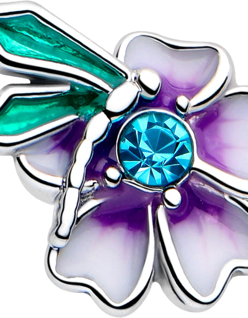 Load image into Gallery viewer, 16G 1/4 Blue Gem Faerie Flower Purple Labret
