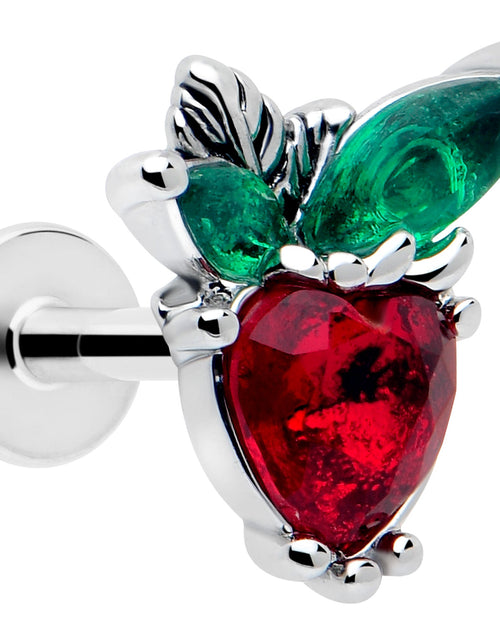 Load image into Gallery viewer, 16G 1/4 Red Green Gem Strawberry Heart Labret
