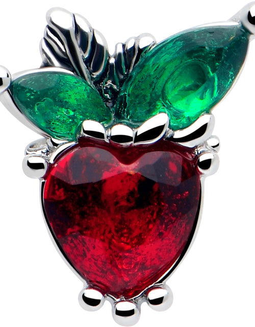 Load image into Gallery viewer, 16G 1/4 Red Green Gem Strawberry Heart Labret
