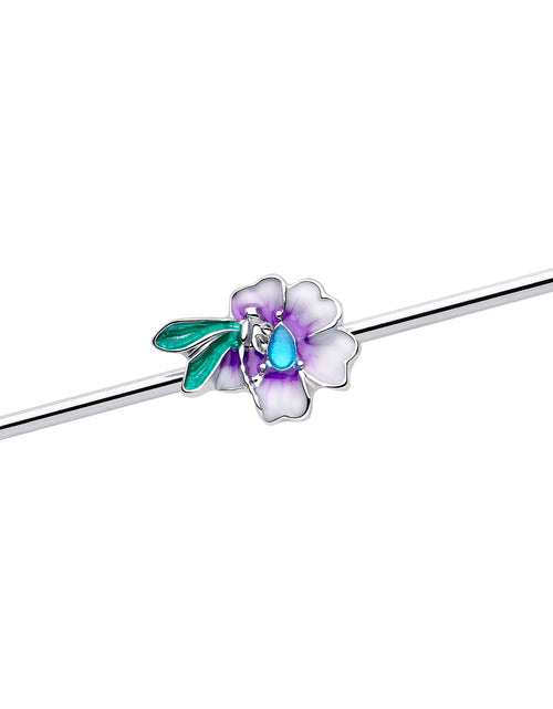 Load image into Gallery viewer, 14G Blue Gem Faerie Flower Purple Industrial Barbell 38mm
