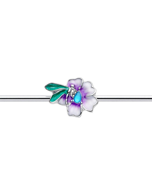Load image into Gallery viewer, 14G Blue Gem Faerie Flower Purple Industrial Barbell 38mm
