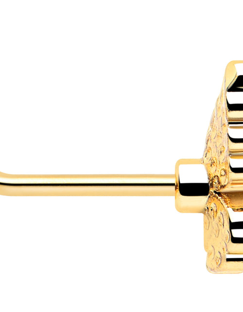 Load image into Gallery viewer, 20G 7mm Clear Gem Gold Tone Color Block Butterfly L Shape Nose Ring
