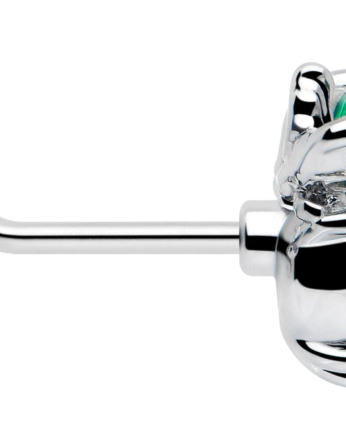 Load image into Gallery viewer, 20G 7mm Red Green Gem Strawberry Heart L Shape Nose Ring
