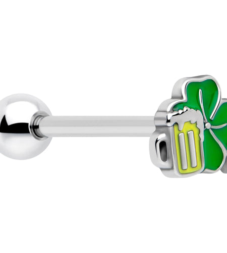 Beer Shamrock St Patricks Barbell Tongue Ring
