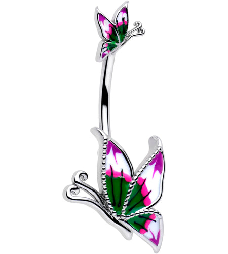 Profile Butterflies Double Mount Belly Ring