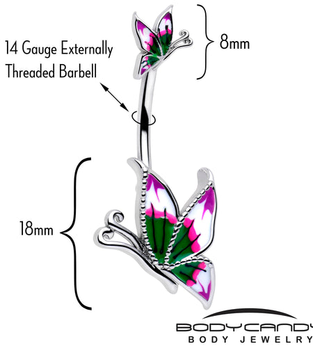 Profile Butterflies Double Mount Belly Ring