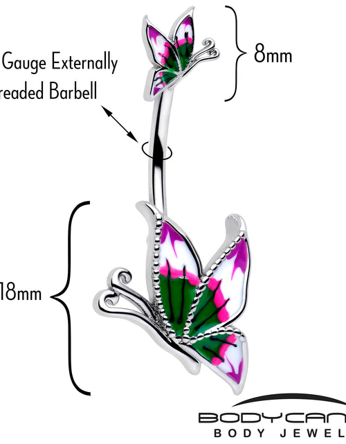 Load image into Gallery viewer, Profile Butterflies Double Mount Belly Ring
