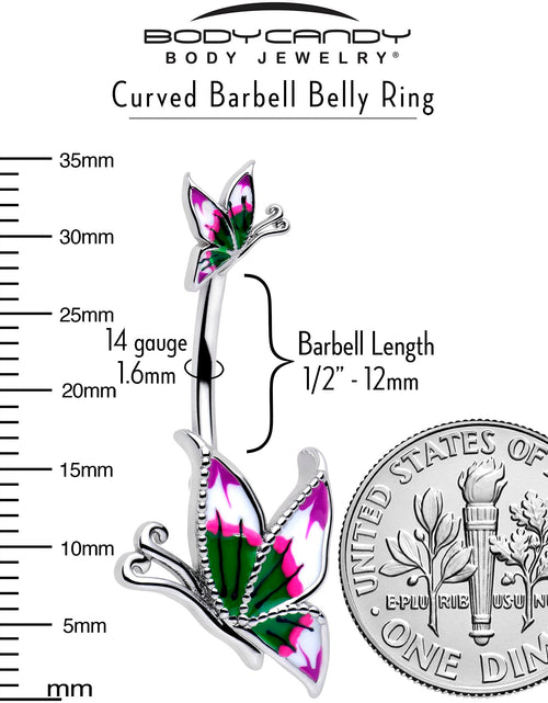 Load image into Gallery viewer, Profile Butterflies Double Mount Belly Ring
