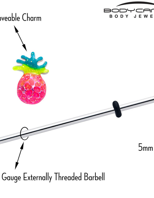 Load image into Gallery viewer, 14G Hot Tropical Pineapple Industrial Barbell 38mm

