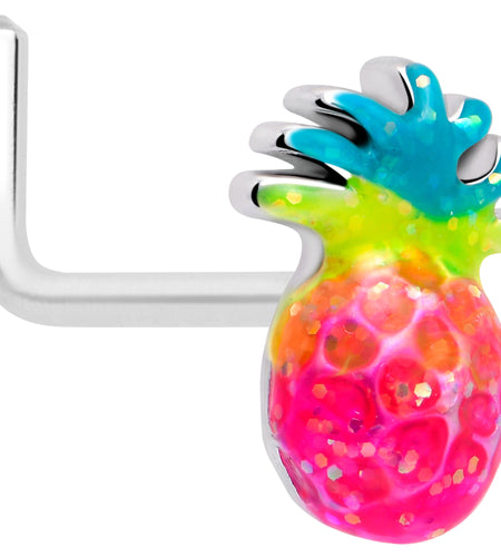 20G 7mm Hot Tropical Pineapple L Shape Nose Ring