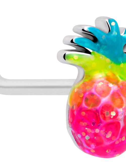 Load image into Gallery viewer, 20G 7mm Hot Tropical Pineapple L Shape Nose Ring
