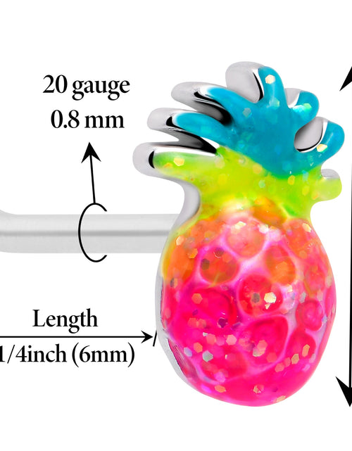 Load image into Gallery viewer, 20G 7mm Hot Tropical Pineapple L Shape Nose Ring
