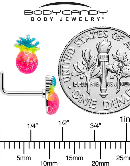 Load image into Gallery viewer, 20G 7mm Hot Tropical Pineapple L Shape Nose Ring
