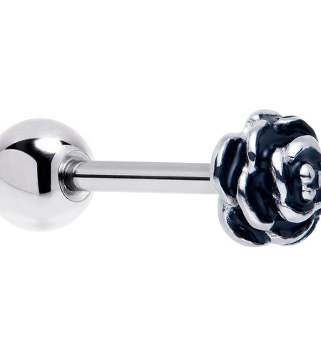 Retro Flower Rose Barbell Tongue Ring