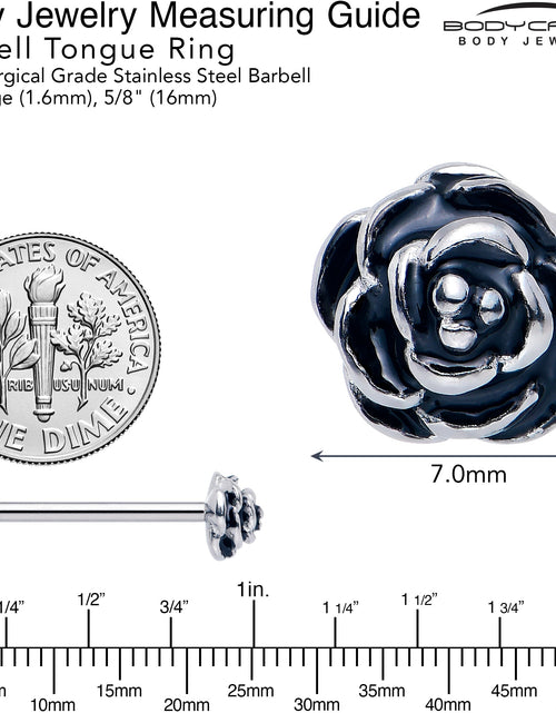 Load image into Gallery viewer, Retro Flower Rose Barbell Tongue Ring
