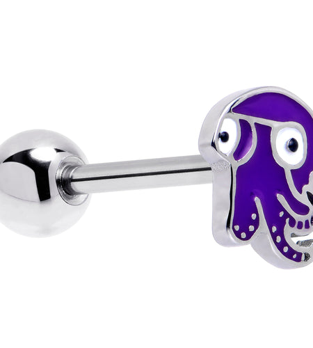 Purple Octopus Barbell Tongue Ring