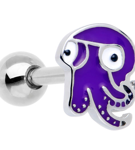 Purple Octopus Barbell Tongue Ring